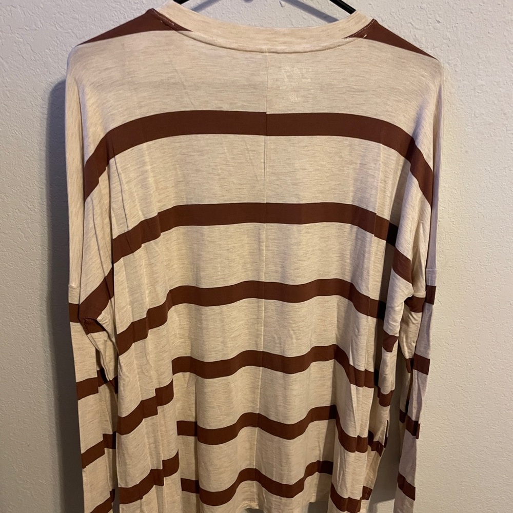 Maurices Brown and Cream Striped Long Sleeve Top - Picture 3 of 3